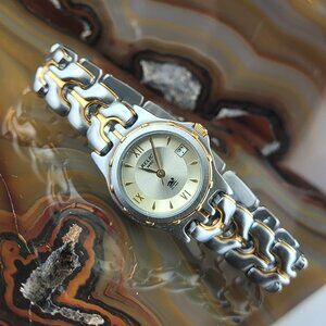 NOS Relic By Fossil Silver & Gold Bracelet Watch with Date ZR11575
